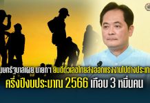  โฆษกรัฐบาลเผย นายกฯ ยินดีตัวเลขไทยส่งออกแรงงานไปต่างประเทศ ครึ่งปีงบประมาณ 2566 เกือบ 3 หมื่นคน ส่งเงินกลับประเทศกว่า 1 แสนล้านบาท