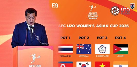 บิ๊กหยิมจับสลากแบ่งสายการแข่งขันฟุตบอลหญิง ชิงแชมป์เอเชียรุ่นอายุไม่เกิน 20 ปี
