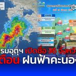 กรมอุตุฯ เปิดชื่อ 36 จังหวัด เตือน ฝนฟ้าคะนอง